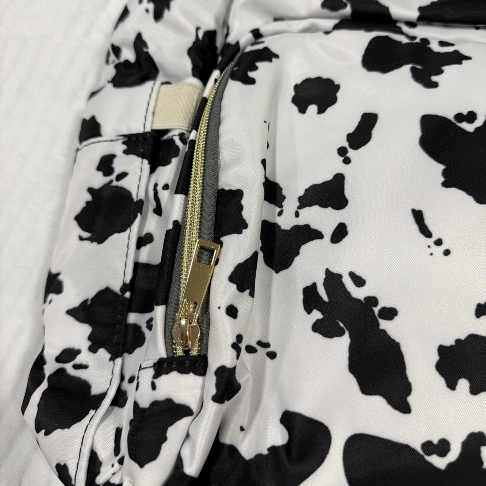 Cow Print Diaper Bag Backpack Black White Baby Bag Travel Backpack Multi Pocket - Picture 4 of 13